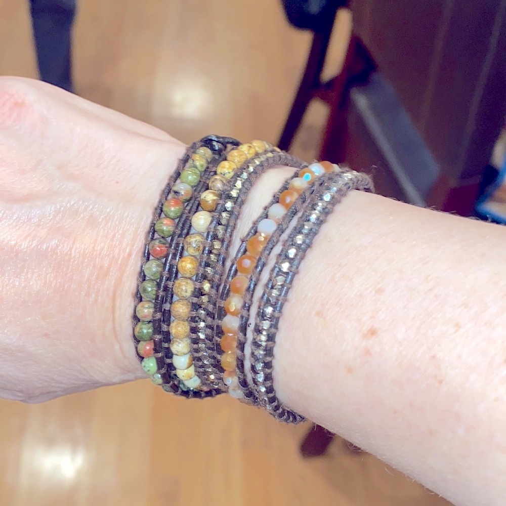 Natural Stone Wrap Bracelet. Adjustable View 2